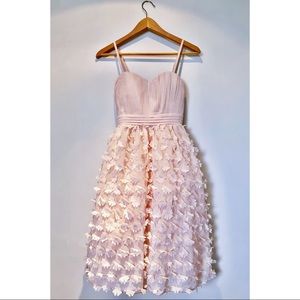 Women's Pink Bandeau Dress With 3d Floral Appliqué
